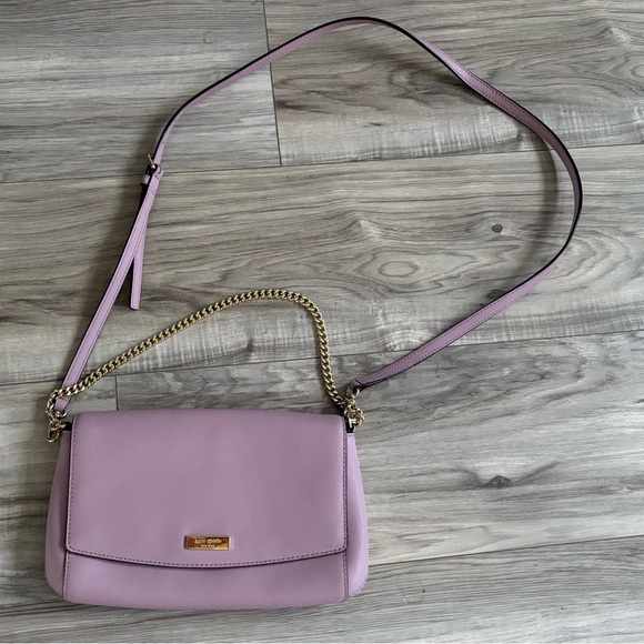 Kate Spade Laurel Way Light Purple Crossbody Bag/Clutch with Gold Chain - Picture 3 of 10